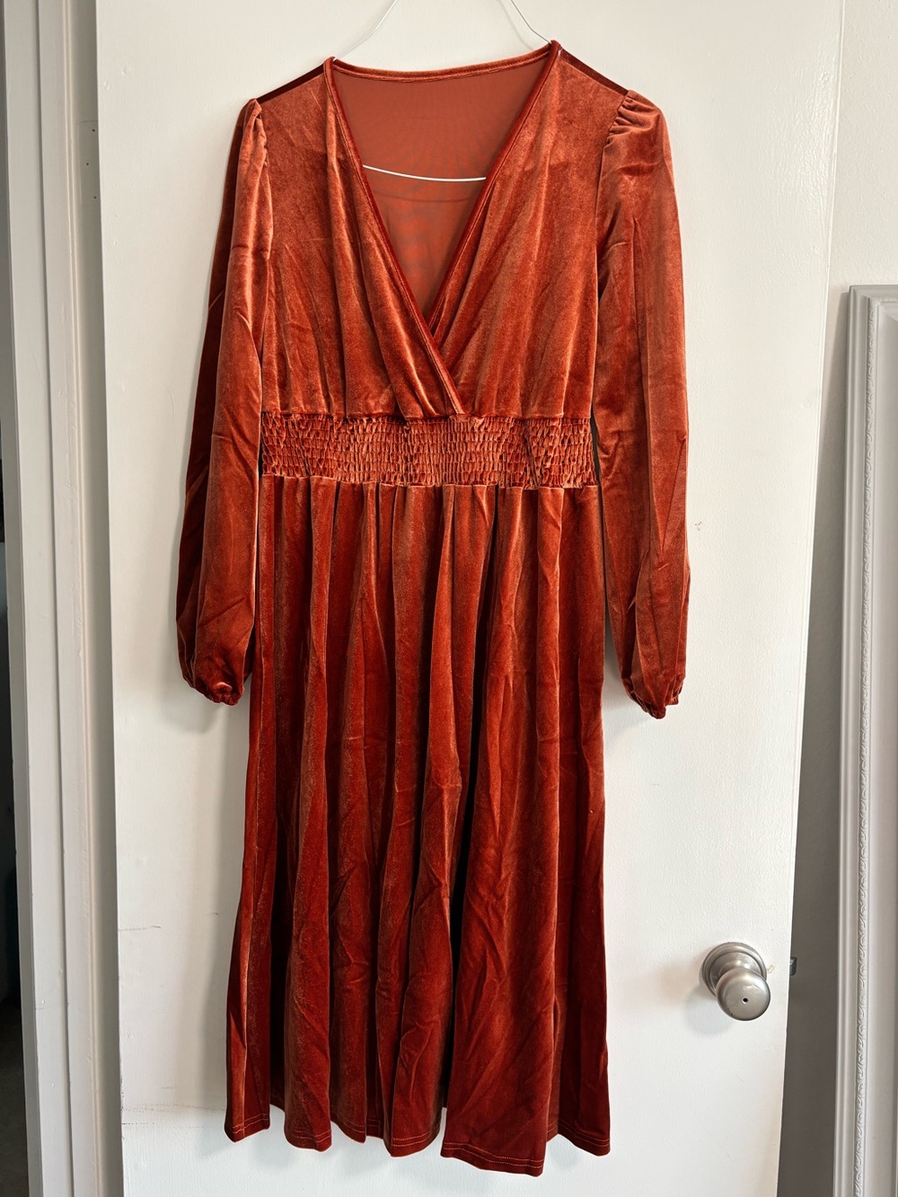 New Velvet Rust Midi Dress